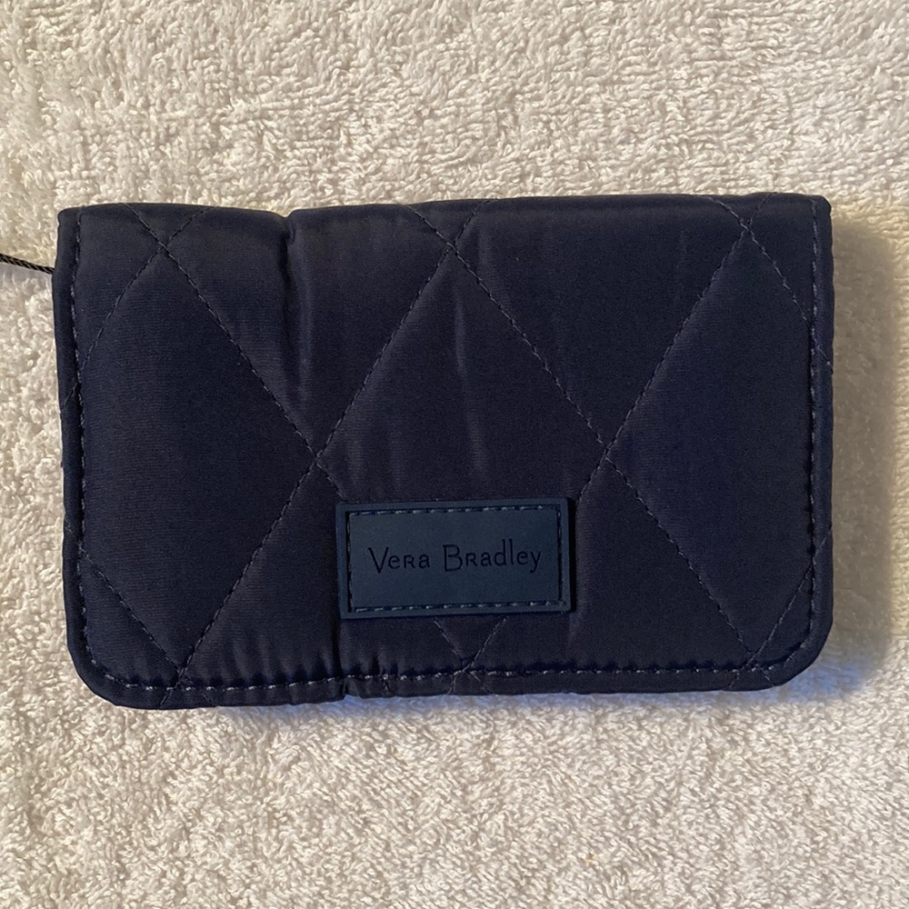 Vera Bradley Ultralight RFID Small Bifold Wallet in Scroll Navy